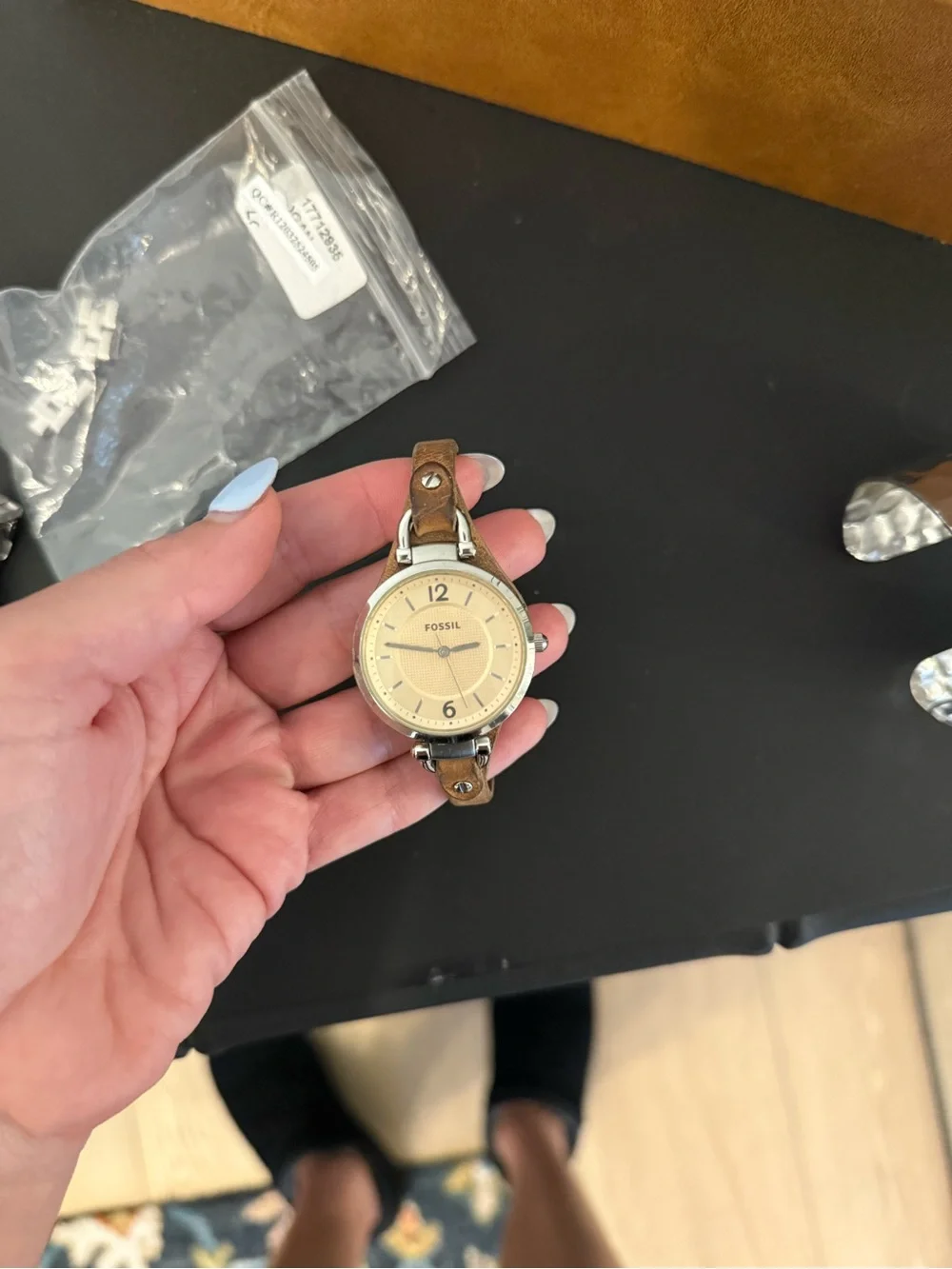 Fossil Women's Cream Dial Watch with Tan Leather Strap
